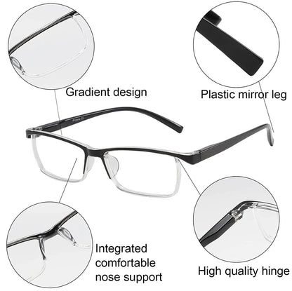 4 Pack Reading Glasses Readers Men Women Square Frame Spring Hinge Unisex Pairs by Anti Spier