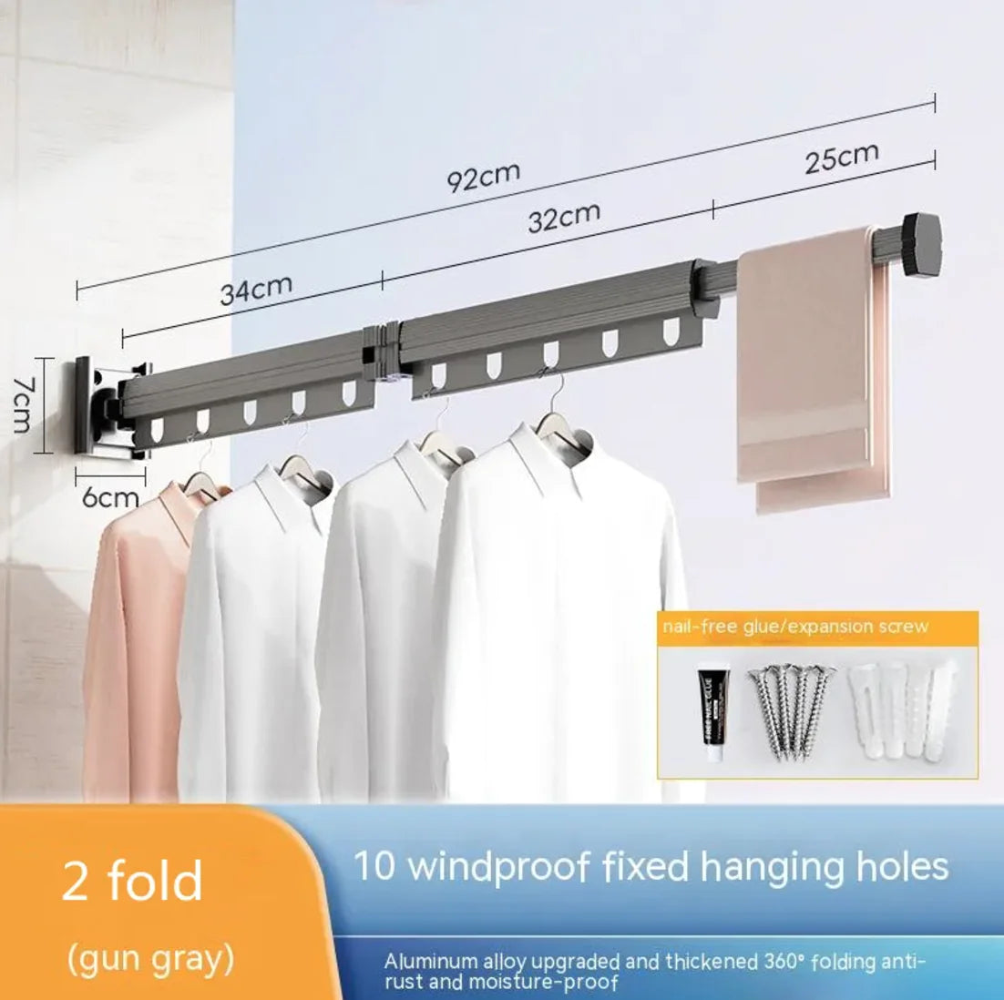 Retractable Aluminum Suction Cup Clothes Hanger by Anti Spier