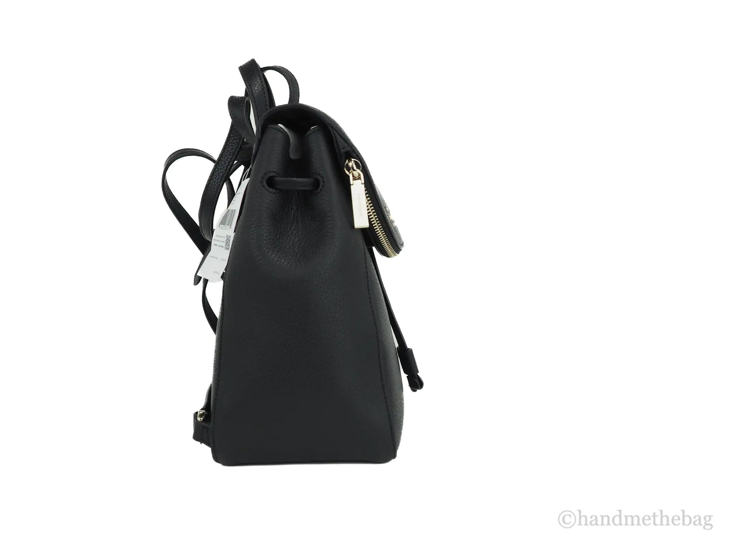 Kate Spade Leila Black Pebbled Leather Medium Flap Shoulder Backpack Book Bag by Anti Spier