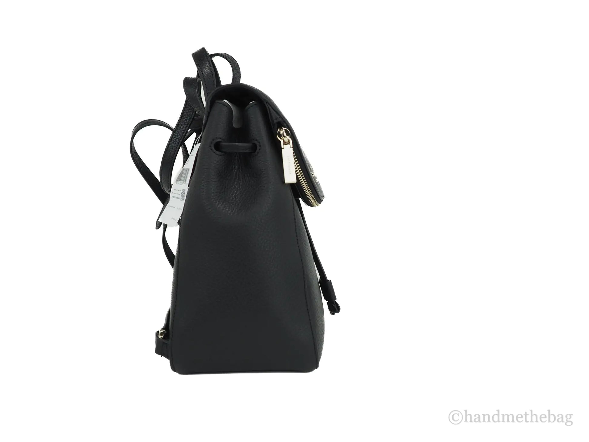Kate Spade Leila Black Pebbled Leather Medium Flap Shoulder Backpack Book Bag by Anti Spier