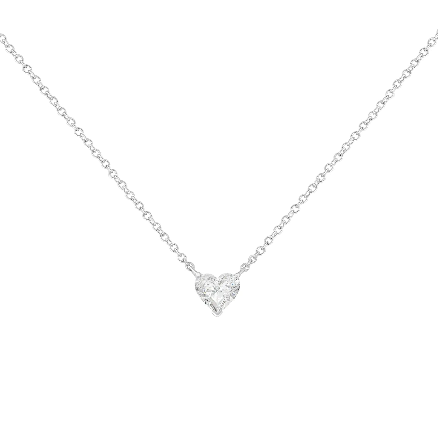 14k White Gold 1/4 Cttw Lab Grown Heart Shape Diamond Solitaire 18" Pendant Necklace (E-F Color, SI1-SI2 Clarity) by Anti Spier