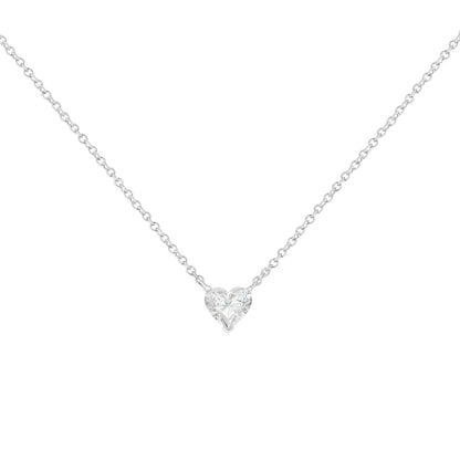 14k White Gold 1/4 Cttw Lab Grown Heart Shape Diamond Solitaire 18" Pendant Necklace (E-F Color, SI1-SI2 Clarity) by Anti Spier