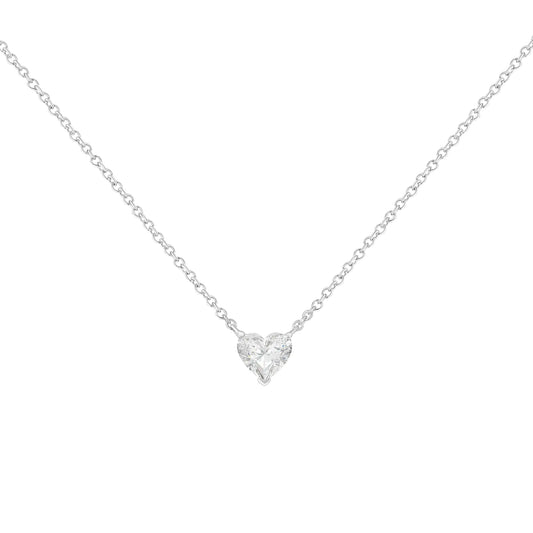 14k White Gold 1/4 Cttw Lab Grown Heart Shape Diamond Solitaire 18" Pendant Necklace (E-F Color, SI1-SI2 Clarity) by Anti Spier