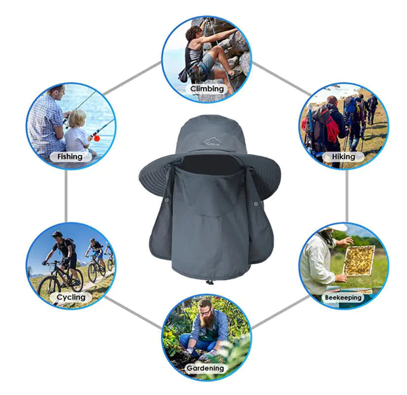 Wide Brim Sun Hat UV Protection Bucket Cap For Hiking Camping Fishing Safari Men by Anti Spier