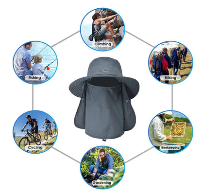 Wide Brim Sun Hat UV Protection Bucket Cap For Hiking Camping Fishing Safari Men by Anti Spier