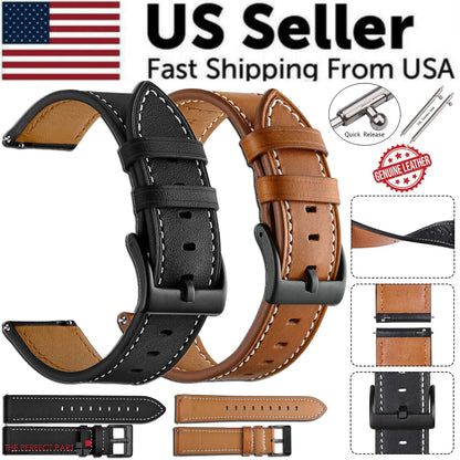 18mm 20mm 22mm Classic Genuine Leather Watch Band Strap Quick Release Wristband by Anti Spier
