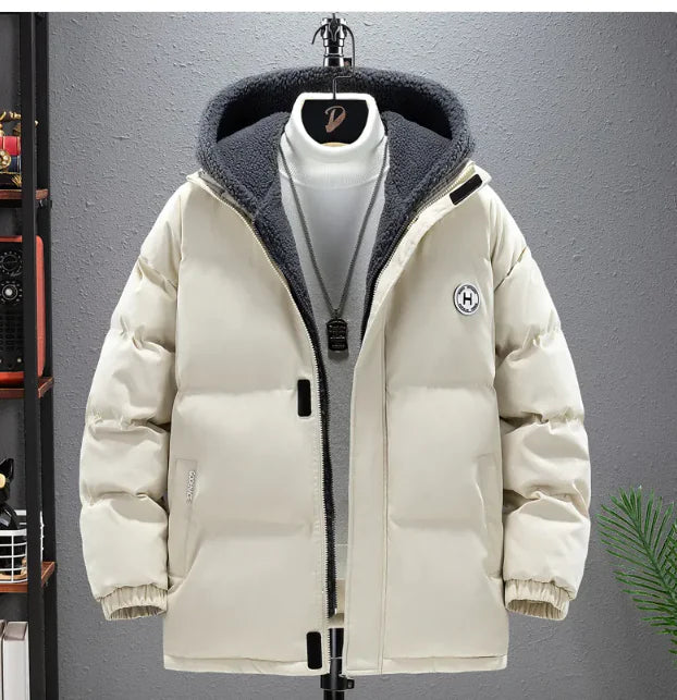 Berber Fleece Coat Cotton-padded Coat Men's Fake Two Pieces Hooded Cotton Jacket Thick Warm by Anti Spier