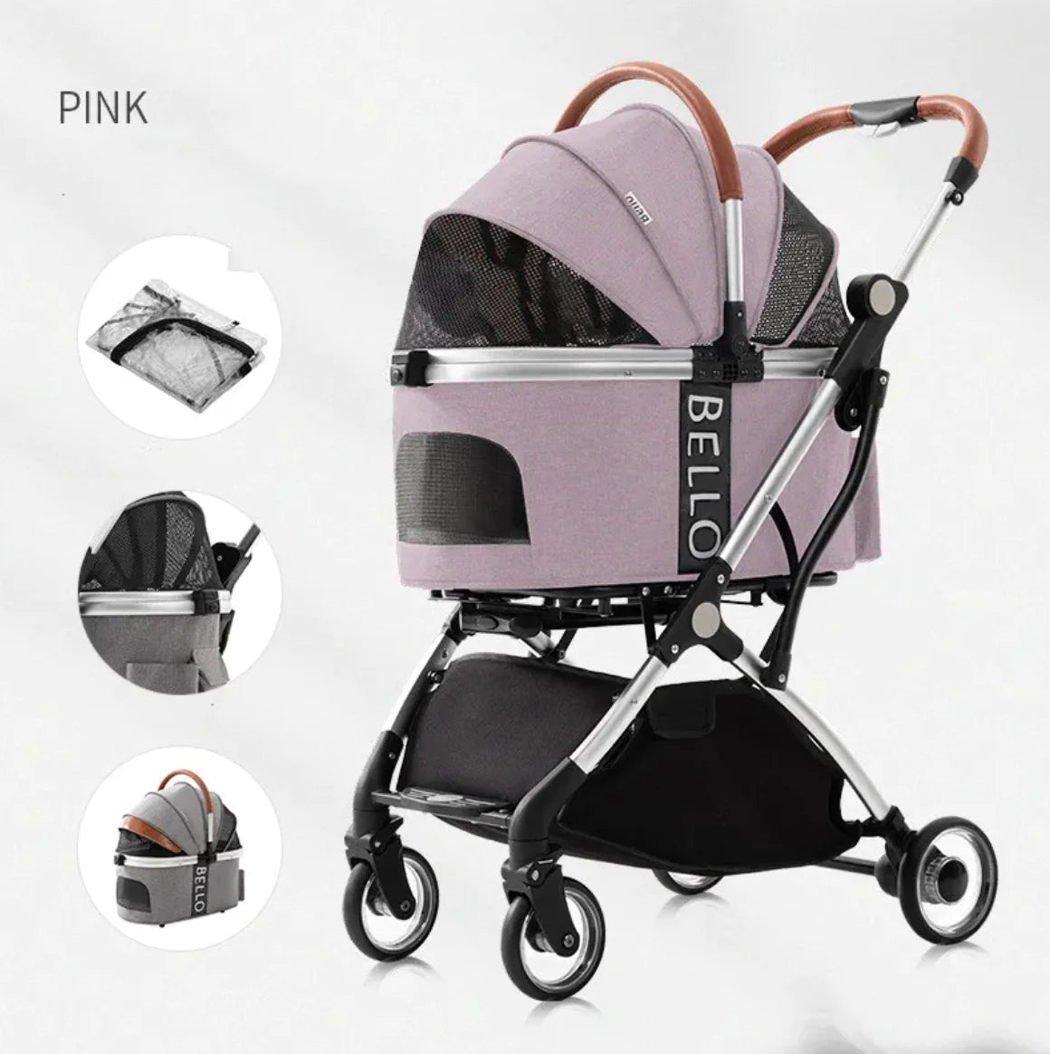 Foldable Four-Wheel Pet Stroller by Anti Spier