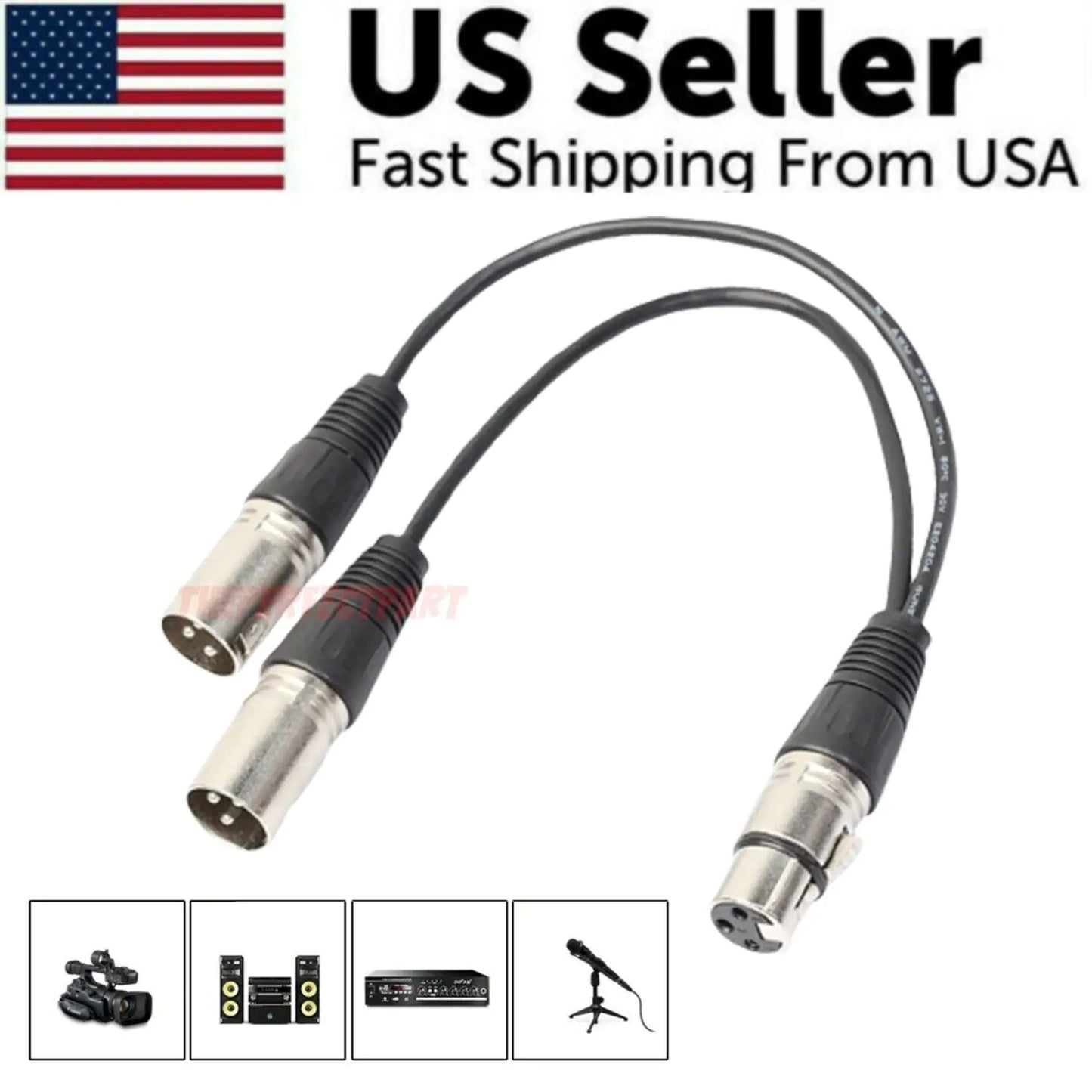 3Pin XLR Female Jack To Dual 2 Male Plug Y Splitter Cable Adapter Microphone USA by Anti Spier