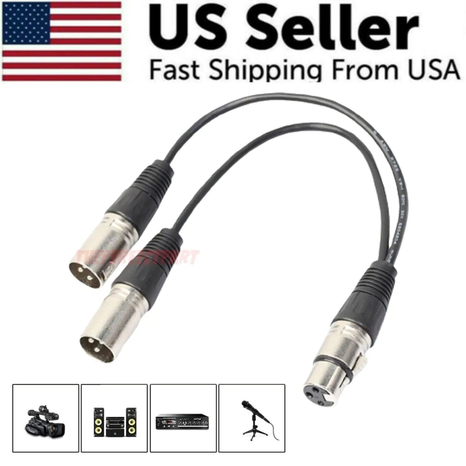 3Pin XLR Female Jack To Dual 2 Male Plug Y Splitter Cable Adapter Microphone USA by Anti Spier