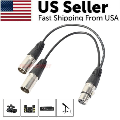 3Pin XLR Female Jack To Dual 2 Male Plug Y Splitter Cable Adapter Microphone USA by Anti Spier