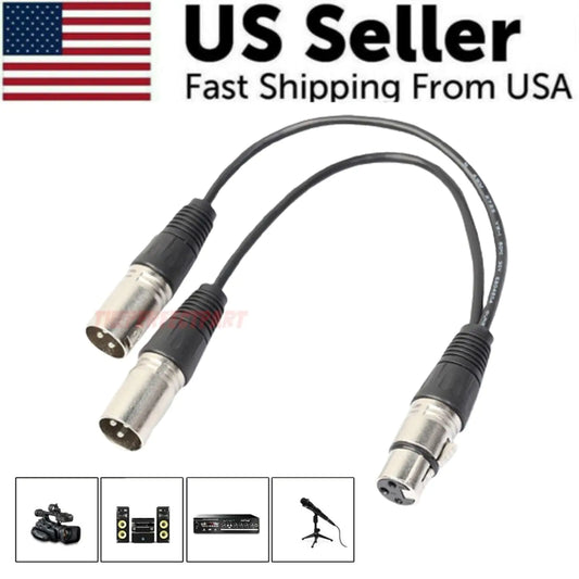 3Pin XLR Female Jack To Dual 2 Male Plug Y Splitter Cable Adapter Microphone USA by Anti Spier