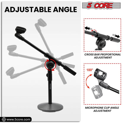 5Core Round Base Desktop Mic Stand Universal Desk Microphone Holder Table Top Stands BLACK by Anti Spier