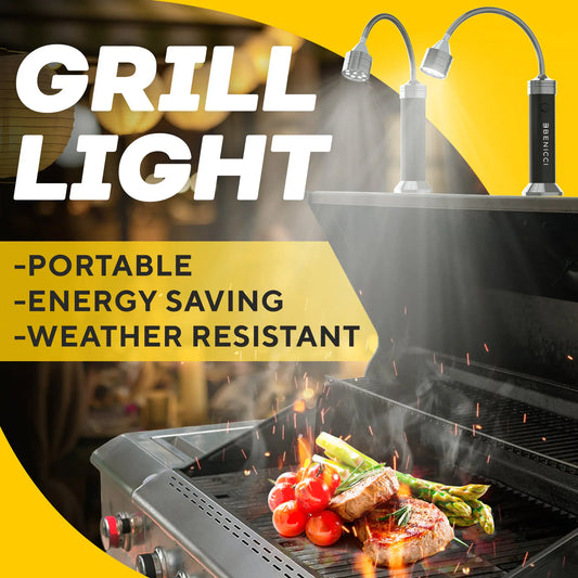 Flexible LED BBQ Grill Lights Set of 2 - The Perfect Grilling Accessories Light with 360-Degree Magnetic Base and Gooseneck - 100% Portable by Anti Spier