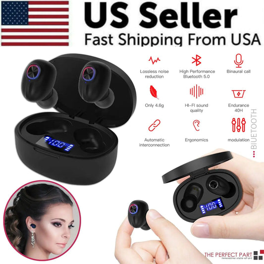 TWS Bluetooth Earbuds Waterproof Bluetooth 5.1 Headset Noise Cancelling Wireless by Anti Spier