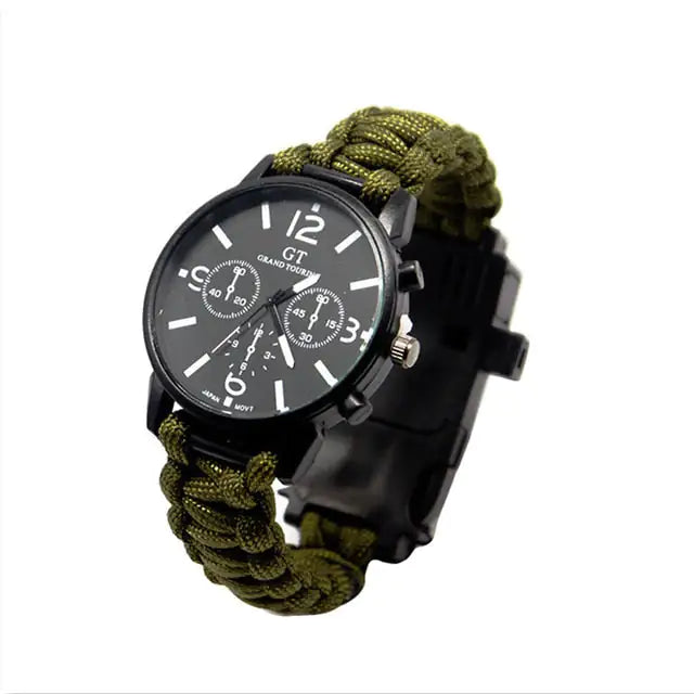Outdoor Multi function Camping Survival Watch Bracelet Tools With LED Light by Anti Spier