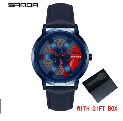 Men's 3D Car Wheel Sports Watch - Waterproof Quartz by Anti Spier