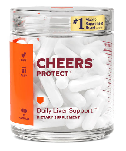 Cheers Protect | Daily Liver Supplement for Drinkers with L-Cysteine + DHM | Increase Glutathione Levels | 30 Doses | Cysteine Dihydromyricetin Milk Thistle Prickly Pear B-Vitamins Ginger by Anti Spier