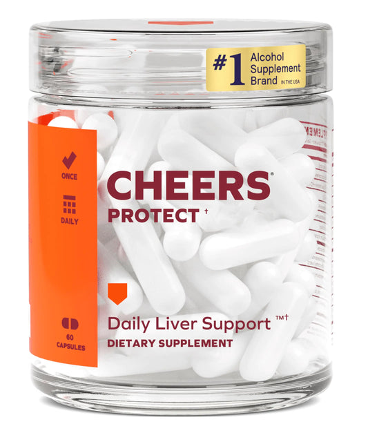Cheers Protect | Daily Liver Supplement for Drinkers with L-Cysteine + DHM | Increase Glutathione Levels | 30 Doses | Cysteine Dihydromyricetin Milk Thistle Prickly Pear B-Vitamins Ginger by Anti Spier