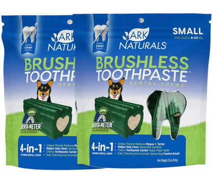 ARK NATURALS Brushless Toothpaste Small Breed Dog Dental Chews Bundle Pack Vet Recommended 2 Pack Green with White Center (40020) by Anti Spier