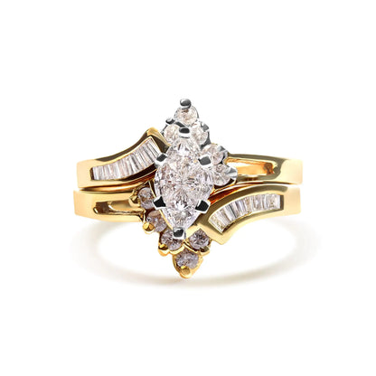 14K Two Tone 3/4 Cttw Diamond Engagement Ring Set (H-I Color, SI1-SI2 Clarity) by Anti Spier