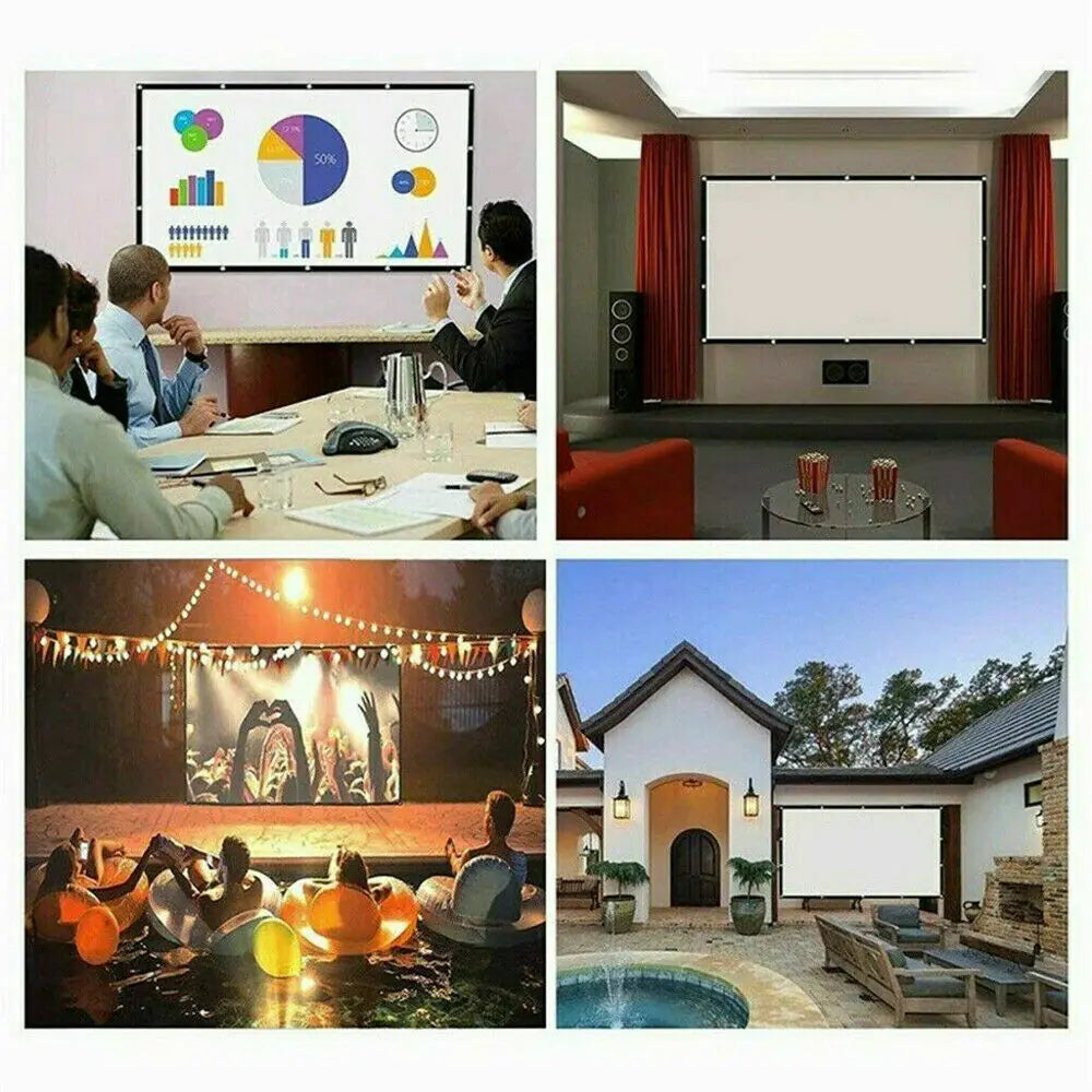 Portable Foldable Projector Screen 16:9 HD Outdoor Home Cinema Theater 3D Movie by Anti Spier
