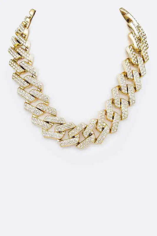 Crystal Pave Chunky Chain Iconic Necklace by Anti Spier