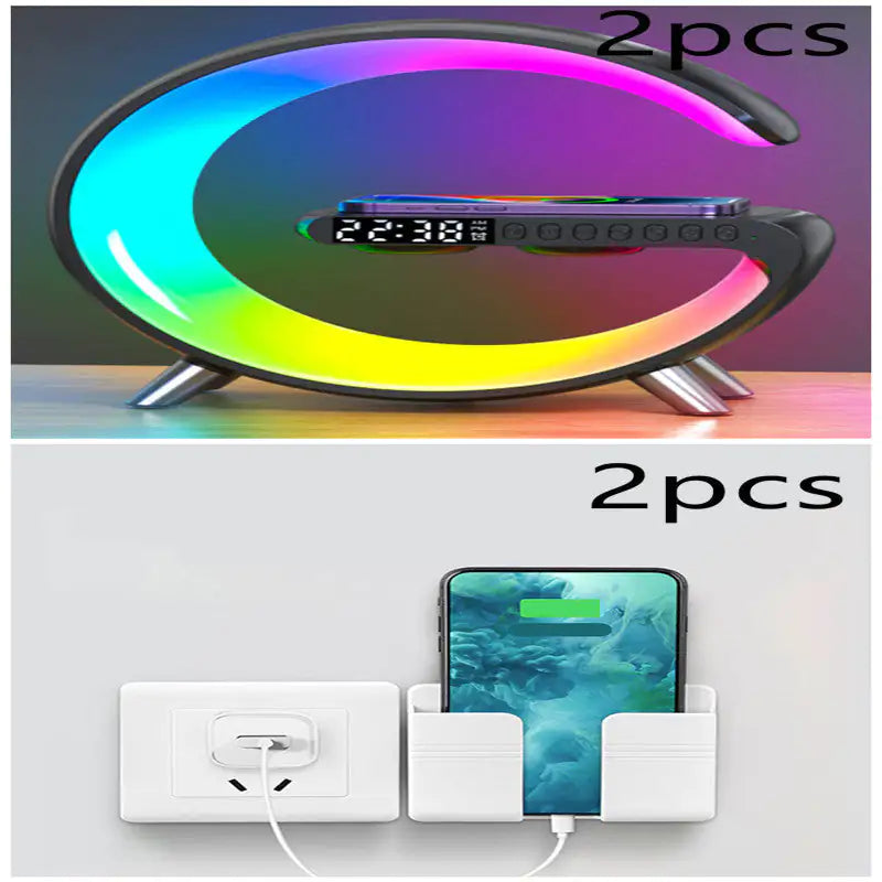 New Intelligent G Shaped LED Lamp Bluetooth Speake Wireless Charger Atmosphere Lamp App Control For Bedroom Home Decor by Anti Spier
