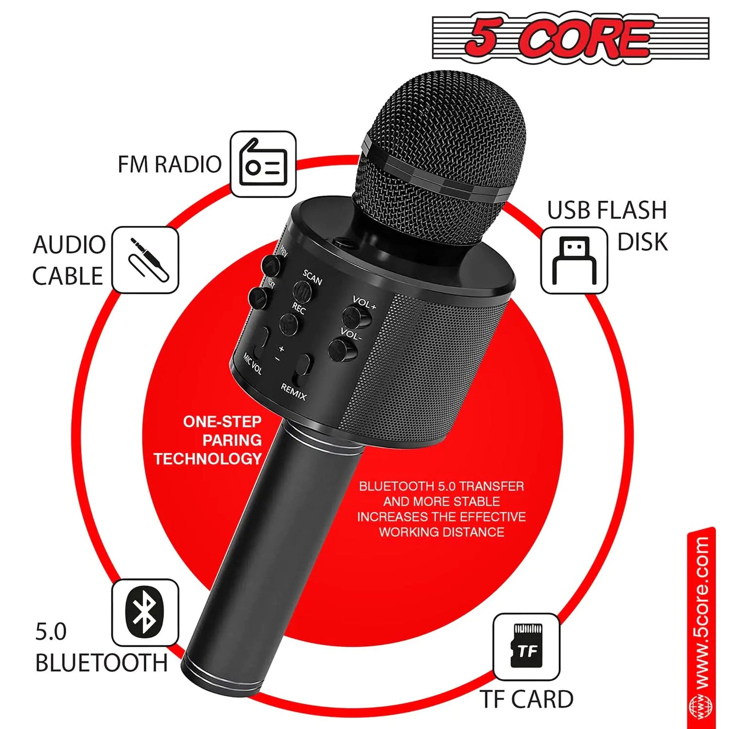 5Core Wireless Karaoke Microphone Bluetooth Mic Portable Handheld Microfonos Inalambricos by Anti Spier