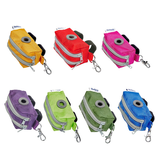 Blueberry Style 2022 New Cerise Pink Dog Waste bag dispenser Solid Color Trash bag dispenser with 2 Auto Locking Zipper Dog poop bag Holder Leash Attachment Includes 1 Roll of Free by Anti Spier
