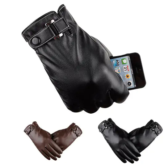 Autumn Warmth Stylish Vegan Leather Touch Smart Gloves by Anti Spier