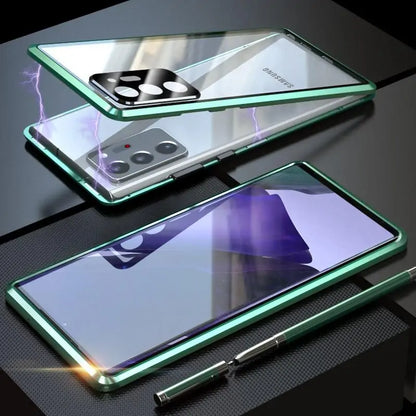 Samsung Galaxy Note 20 Tempered Glass Built-in Magnet Metal Bumper Case by Anti Spier