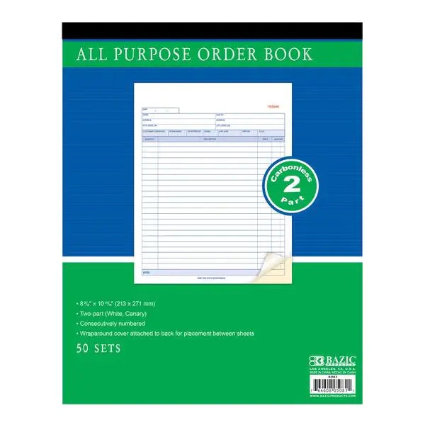 All Purpose Order Book 2-Part Carbonless 8 3/8" x 10 11/16" 50 Sets by Anti Spier