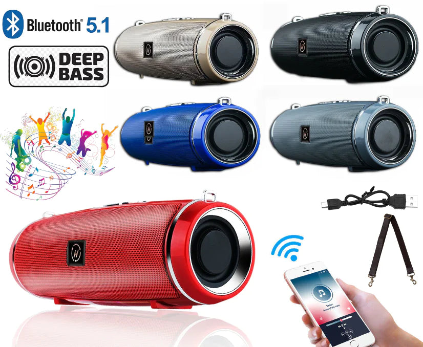 Bluetooth 5.1 Speaker Wireless Waterproof Outdoor Stereo LOUD Bass USB/TF Strap by Anti Spier