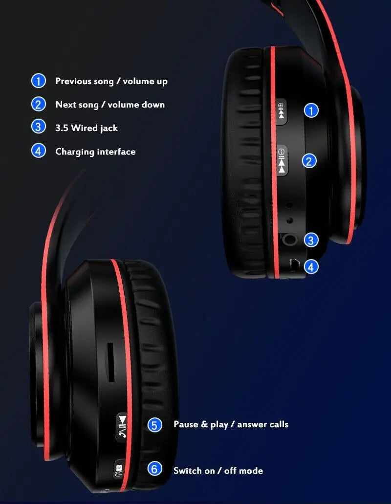 Super Bass Wireless Bluetooth Headphones Foldable Stereo Earphones Headsets Mic by Anti Spier
