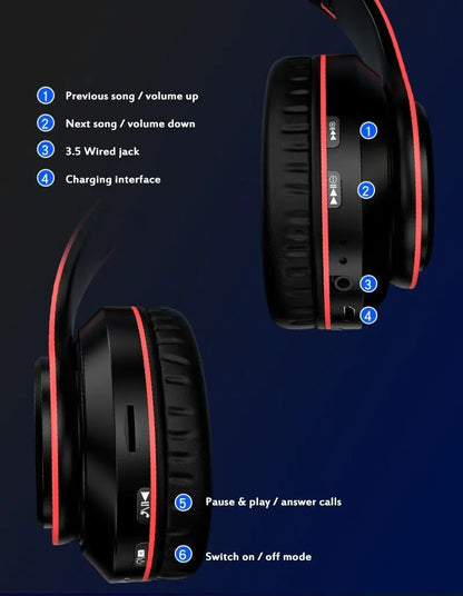 Super Bass Wireless Bluetooth Headphones Foldable Stereo Earphones Headsets Mic by Anti Spier