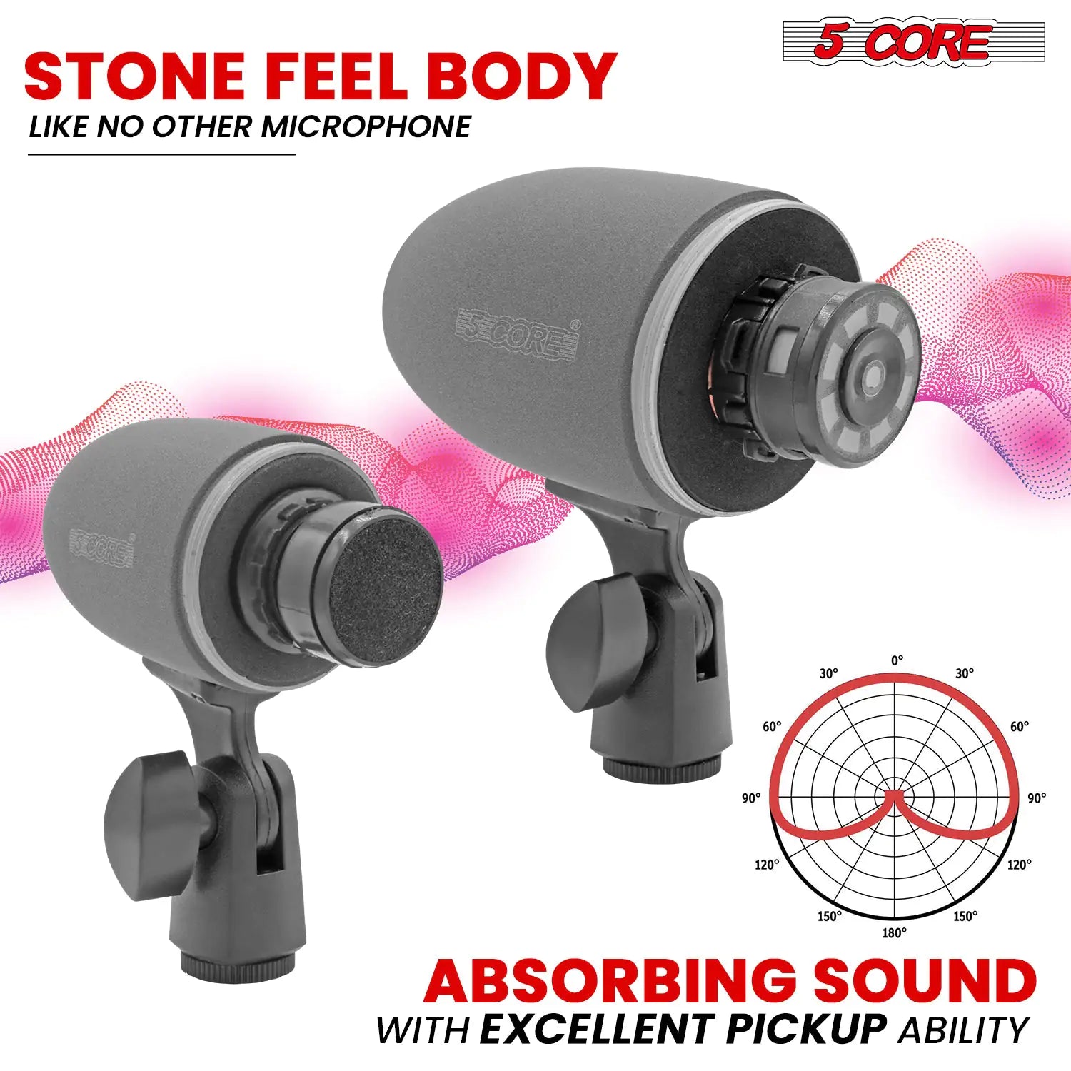 5Core Tabla Microphone Set Uni-Directional XLR Kick Snare Bayan Dayan Instrument Mic by Anti Spier
