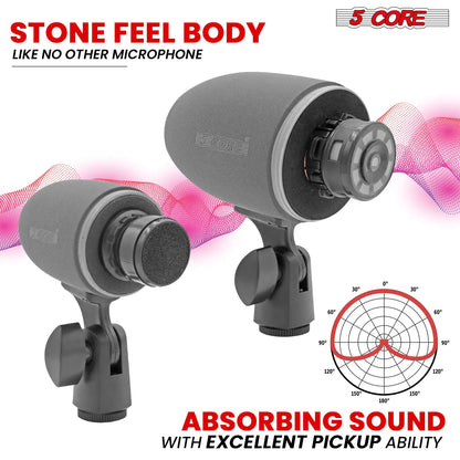 5Core Tabla Microphone Set Uni-Directional XLR Kick Snare Bayan Dayan Instrument Mic by Anti Spier