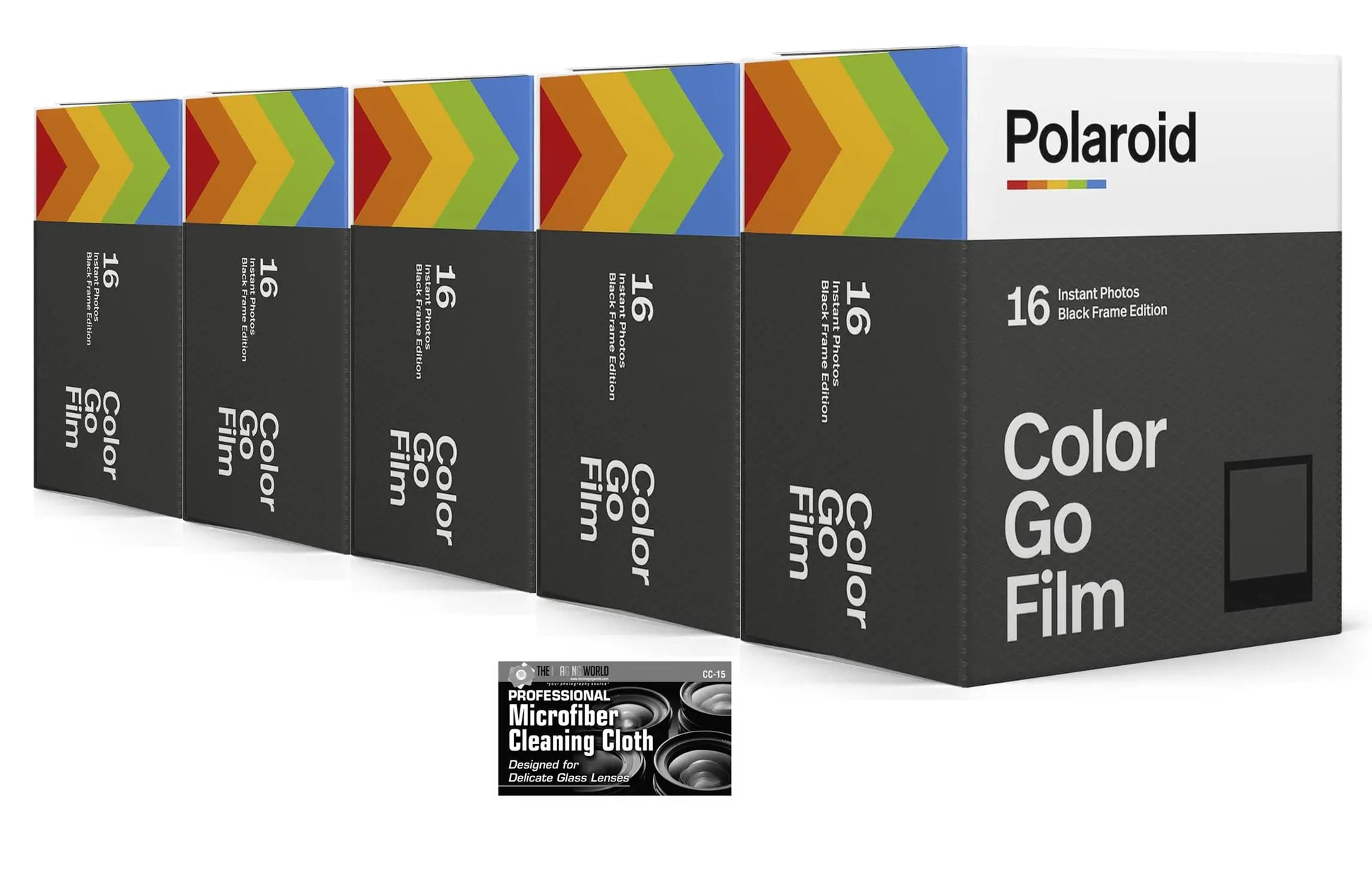 Polaroid Originals Go Instant Color Film Black Frame for The Polaroid GO Camera - 5 Double Packs with Cloth (80 Photos) by Anti Spier