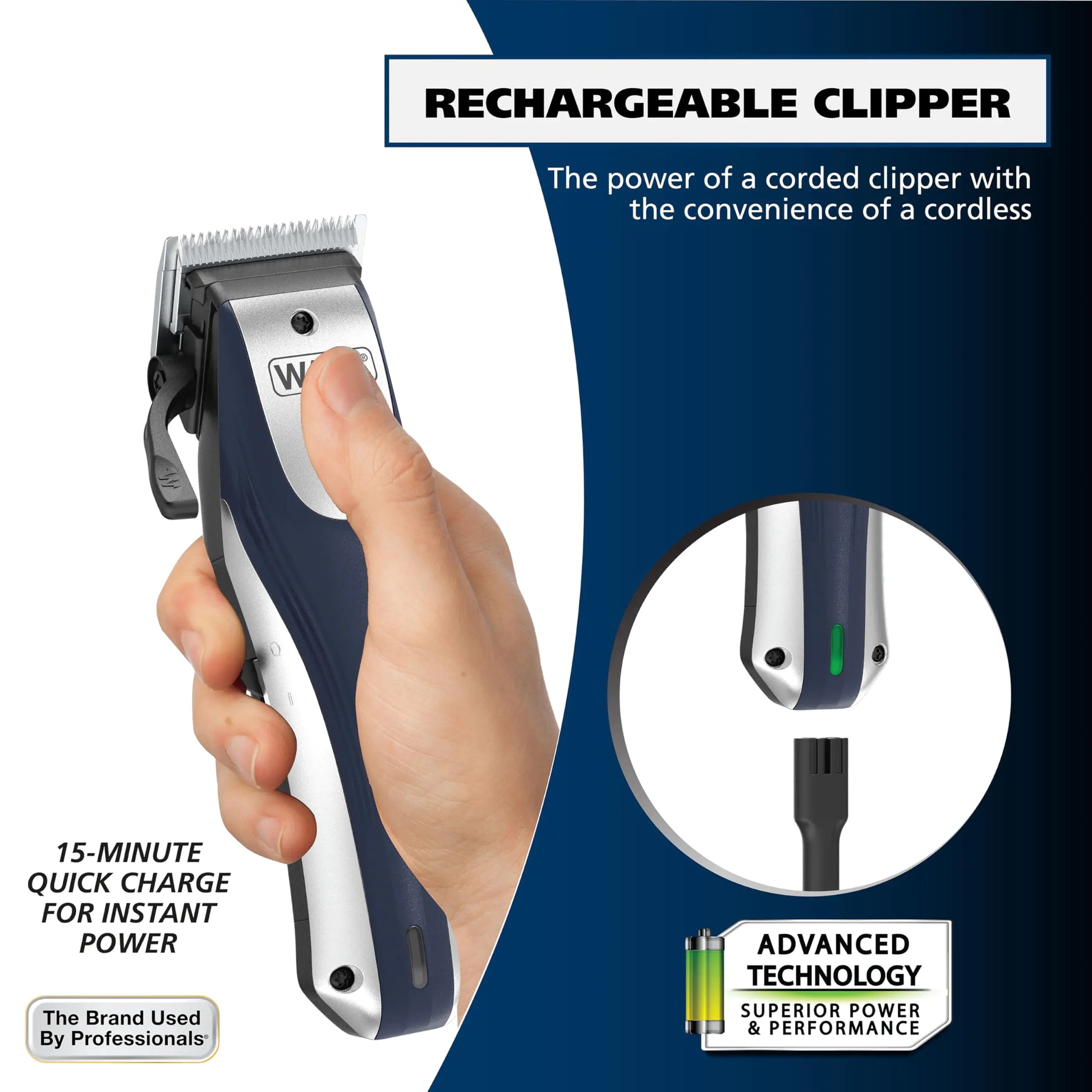 Wahl Lithium Ion Pro Rechargeable Cordless Hair Clippers for Men, Woman, & Children with Smart Charge Technology for Convenient at Home Haircutting - Model 79470 Sliver 22 Piece Set by Anti Spier