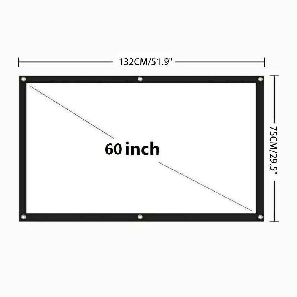 Portable Foldable Projector Screen 16:9 HD Outdoor Home Cinema Theater 3D Movie by Anti Spier
