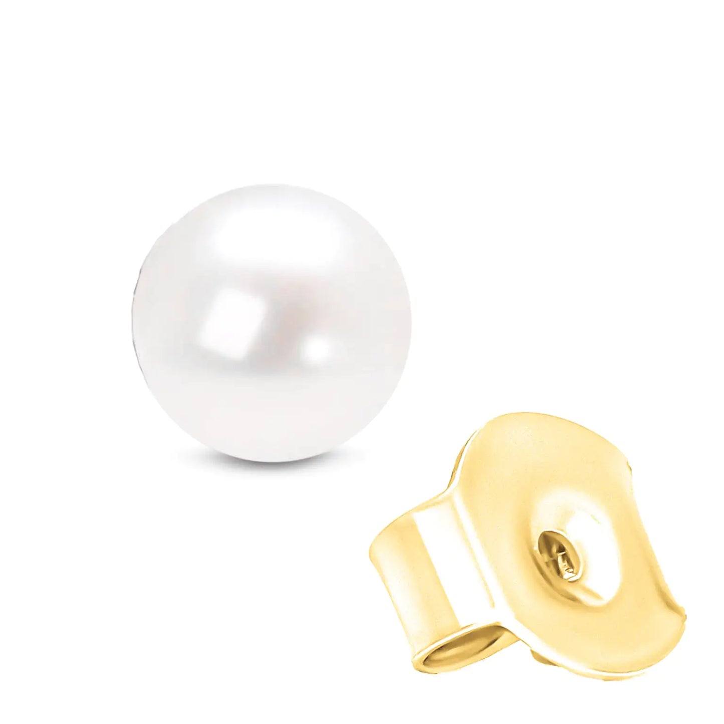14K Gold Round White Saltwater Akoya Cultured Pearl Stud Earrings AAA+ Quality - Choice of MM Size by Anti Spier
