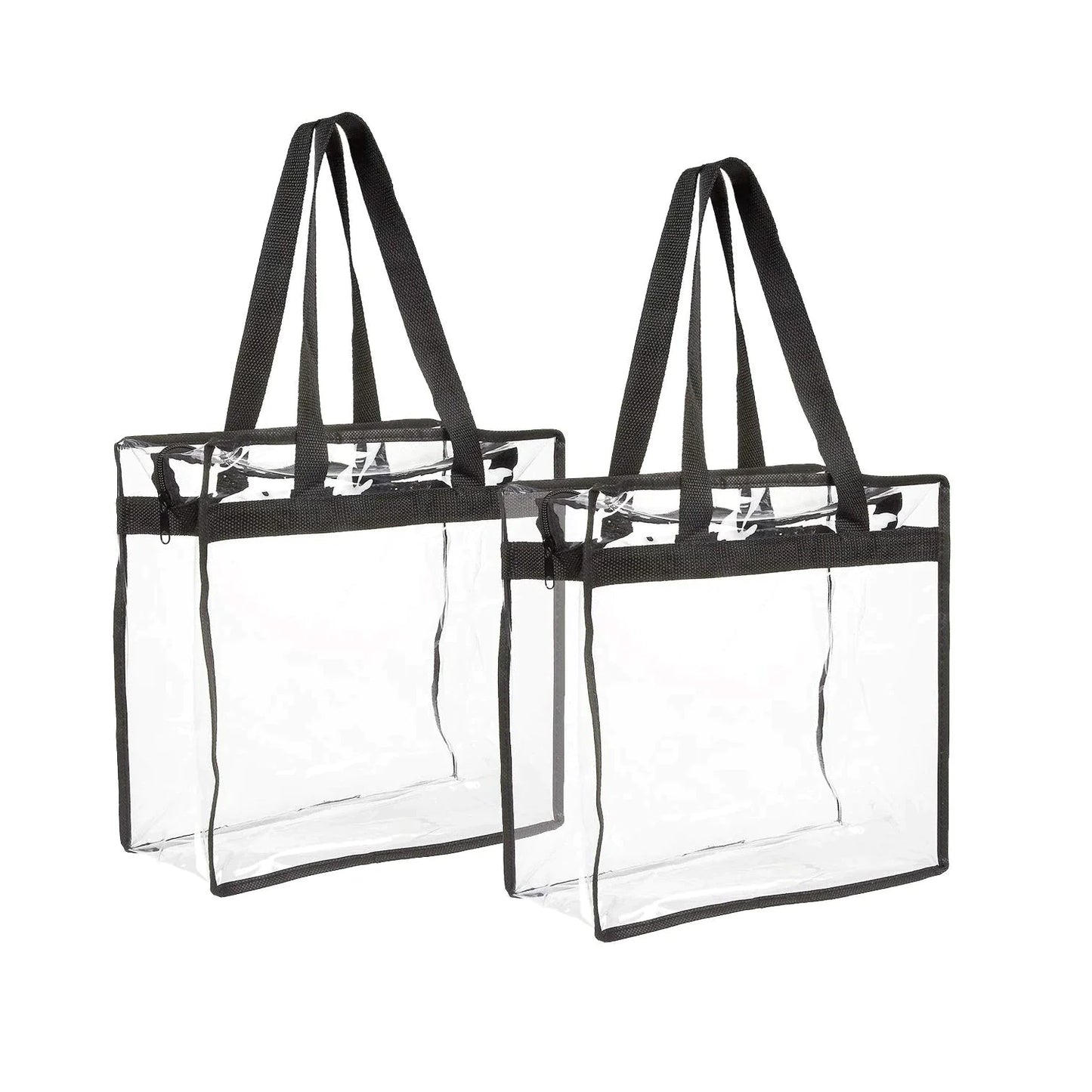2x Clear PVC Tote Bag Women Large Transparent Handbag Zip Purse Stadium Security by Anti Spier