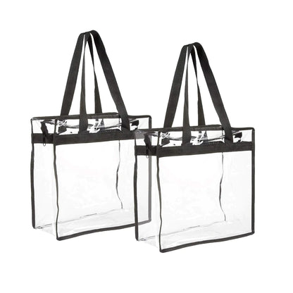 2x Clear PVC Tote Bag Women Large Transparent Handbag Zip Purse Stadium Security by Anti Spier