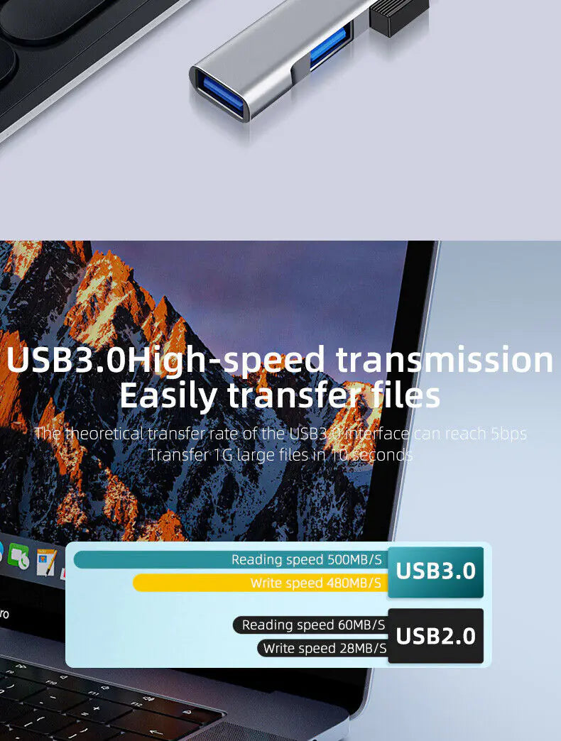 USB-C Type C to USB 3.0 4 Port Hub Splitter For PC Mac Phone MacBook Pro iPad by Anti Spier