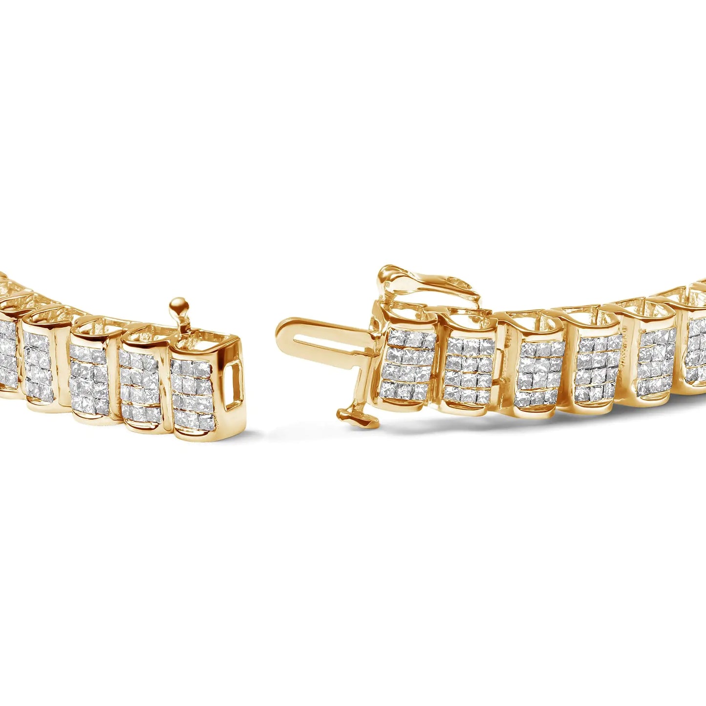 14K Gold 5.00 Cttw Square Princess Cut White Diamond Rectangular Invisible Set Link Tennis Bracelet (H-I Color, SI2-I1 Clarity) - 7.25” Inches by Anti Spier