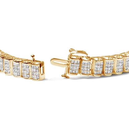 14K Gold 5.00 Cttw Square Princess Cut White Diamond Rectangular Invisible Set Link Tennis Bracelet (H-I Color, SI2-I1 Clarity) - 7.25” Inches by Anti Spier