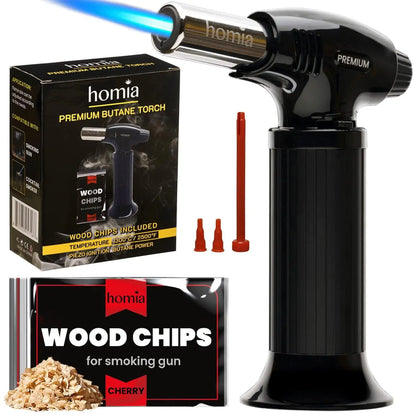 Butane Torch Adjustable Flame for Smoking Guns and Smokers with Wood Chips Bag by Anti Spier