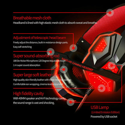 3.5mm Gaming Headset Mic LED Headphones Stereo Bass Surround For PC PS4 Xbox One by Anti Spier