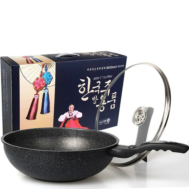 Korean Non-Stick Stone Frying Pan for Induction & Gas by Anti Spier
